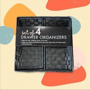 Set of 4 black drawer organizers
